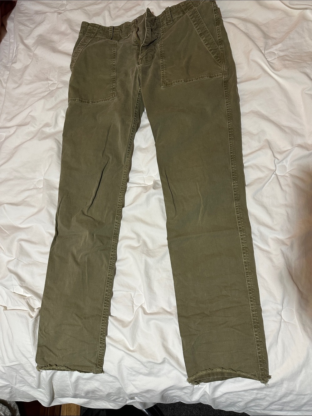 Nili Lotan Olive-Green Utility Straight Leg Pants